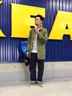 「HELLY HANSEN（ヘリーハンセン）のアイテム（ステンカラーコート）」を使った、matsu_no_motoさん（メンズ・176cm）の秋コーディネート