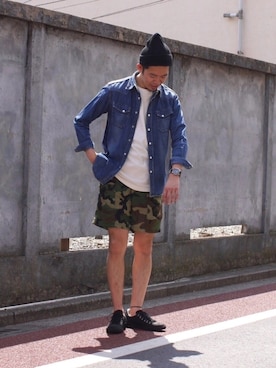 「MOCEAN（モーシャン）のアイテム」を使った、matsu_no_motoさん（メンズ・176cm）の夏コーディネート