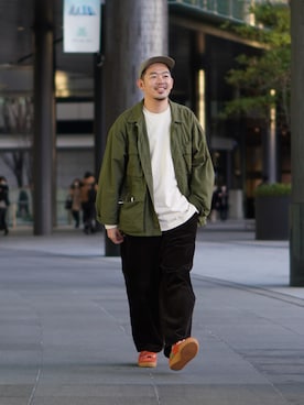 「スエードシューズ」｜「アイテム（ミリタリージャケット）」を使った、matsu_no_motoさん（メンズ・176cm）の冬コーディネート