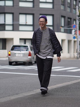 「SCYE BASICS（サイベーシックス）のアイテム（デニムパンツ）」を使った、matsu_no_motoさん（メンズ・176cm）の冬コーディネート