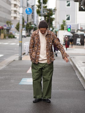 「アイテム（ニットキャップ/ビーニー）」を使った、matsu_no_motoさん（メンズ・176cm）の春コーディネート