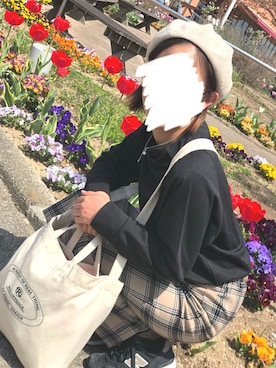 「earth（アース）のアイテム（帽子）」を使った、ay🧸さん（レディース・159cm）の春コーディネート