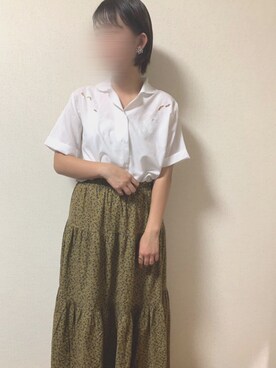 「古着のアイテム（シャツ/ブラウス、ホワイト系）」を使った、ay🧸さん（レディース）の夏コーディネート