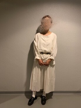 「Samansa Mos2（サマンサ モスモス）のキャンディースリーブブラウス（シャツ/ブラウス、ホワイト系）」を使った、ay🧸さん（レディース）の秋コーディネート