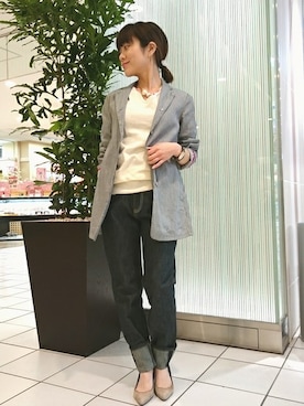 「Q（キュー）のアイテム（パンツ）」を使った、kubさん（レディース・152cm）の春コーディネート