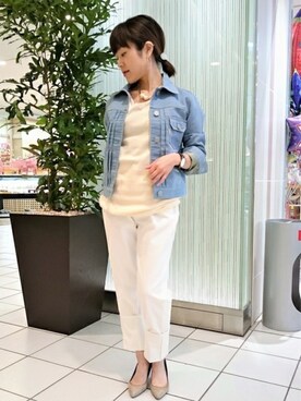 「152cm」｜「アイテム（デニムジャケット）」を使った、kubさん（レディース・152cm）の春コーディネート