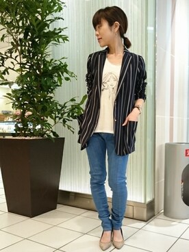 「Q（キュー）のアイテム（テーラードジャケット）」を使った、kubさん（レディース・152cm）の春コーディネート