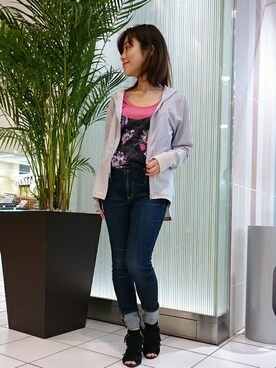 「ロールアップ」｜「アイテム（キャミソール）」を使った、kubさん（レディース・152cm）の夏コーディネート