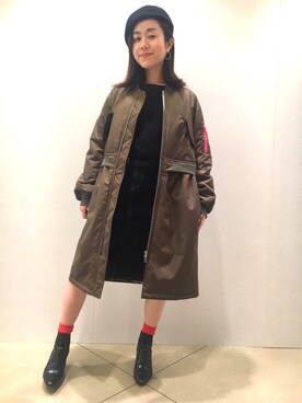 「Q（キュー）のアイテム（MA-1）」を使った、kubさん（レディース・152cm）の秋コーディネート