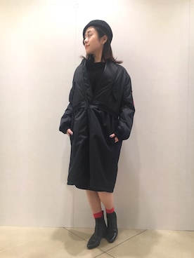 「Q（キュー）のアイテム（MA-1）」を使った、kubさん（レディース・152cm）の秋コーディネート