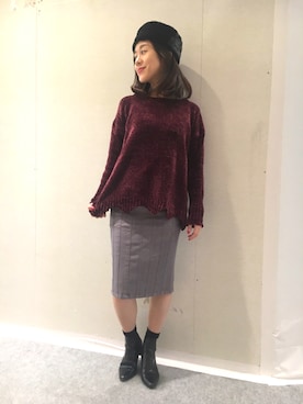 「152cm」｜「アイテム（ハンチング/ベレー帽）」を使った、kubさん（レディース・152cm）の秋コーディネート