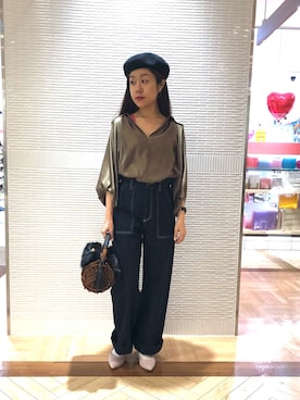 「Casselini（キャセリーニ）のアイテム（かごバッグ）」を使った、kubさん（レディース・152cm）の秋コーディネート