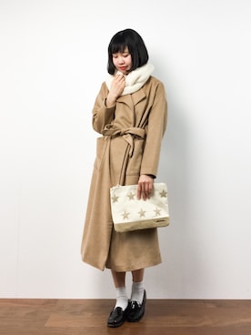 「BLISS POINT（ブリスポイント）のアイテム（その他アウター）」を使った、hinaさん（レディース・163cm）の冬コーディネート