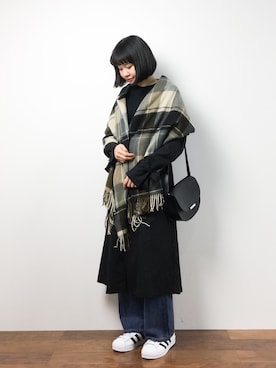 hinaさんの「collarless long coat」を使ったコーディネート