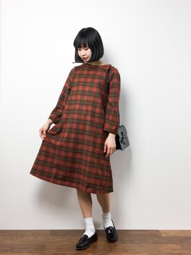 「chambre de charme（シャンブルドゥシャーム）のアイテム（ワンピース）」を使った、hinaさん（レディース・163cm）の冬コーディネート