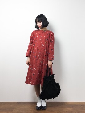 「chambre de charme（シャンブルドゥシャーム）のアイテム（ワンピース）」を使った、hinaさん（レディース・163cm）の冬コーディネート