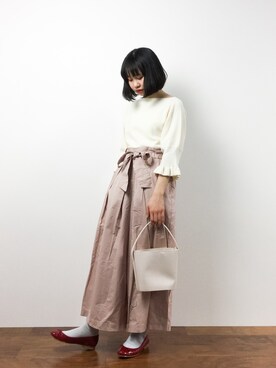 「chambre de charme（シャンブルドゥシャーム）のアイテム（パンツ）」を使った、hinaさん（レディース・163cm）の冬コーディネート