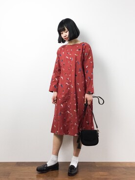 「chambre de charme（シャンブルドゥシャーム）のアイテム（ワンピース）」を使った、hinaさん（レディース・163cm）の冬コーディネート