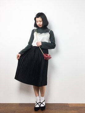「MERCURYDUO（マーキュリーデュオ）のアイテム（キャミソール）」を使った、hinaさん（レディース・163cm）の冬コーディネート