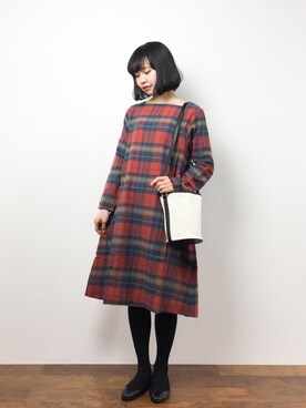 「URBAN RESEARCH Sonny Label（アーバンリサーチサニーレーベル）のSonny Label キャンバスバケツショルダーバッグ（ショルダーバッグ）」を使った、hinaさん（レディース・163cm）の冬コーディネート