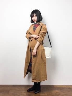 「URBAN RESEARCH Sonny Label（アーバンリサーチサニーレーベル）のSonny Label キャンバスバケツショルダーバッグ（ショルダーバッグ）」を使った、hinaさん（レディース・163cm）の冬コーディネート