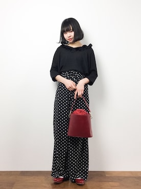 「バレンタインデートスタイル」｜「アイテム（バレエシューズ）」を使った、hinaさん（レディース・163cm）の冬コーディネート