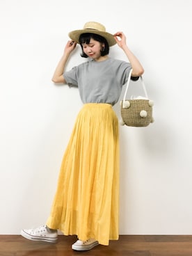 「cache cache（カシュ カシュ）のアイテム（かごバッグ）」を使った、hinaさん（レディース・163cm）の春コーディネート