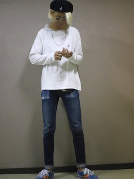 「金髪」｜「アイテム（ハンチング/ベレー帽）」を使った、Kuboさん（メンズ・168cm）の秋コーディネート
