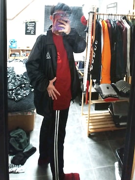 「HUF（ハフ）のアイテム（ナイロンジャケット）」を使った、RRRさん（メンズ・177cm）の秋コーディネート