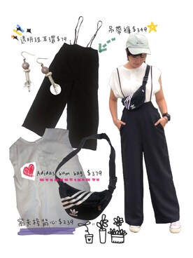「adidas（アディダス）のアイテム（ボディバッグ/ウエストポーチ、ブラック系）」を使った、YUKIさん（レディース・163cm）の秋コーディネート