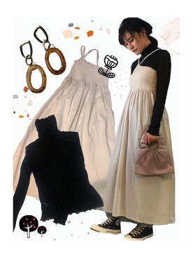 「NIKE（ナイキ）のアイテム（帽子、ブラック系）」を使った、YUKIさん（レディース・163cm）の秋コーディネート