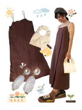 「initial（イニシャル）のアイテム（ハンチング/ベレー帽）」を使った、YUKIさん（レディース・163cm）の秋コーディネート