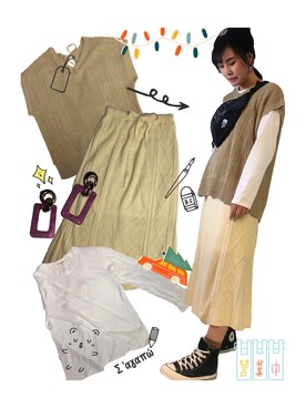 「CONVERSE（コンバース）のアイテム（シューズ、ブラック系）」を使った、YUKIさん（レディース・163cm）の秋コーディネート