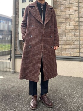 「パラブーツ」｜「アイテム（チェスターコート）」を使った、リタさん（メンズ・173cm）の冬コーディネート