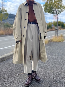 「アイテム（ステンカラーコート）」を使った、リタさん（メンズ・173cm・20代）の冬コーディネート