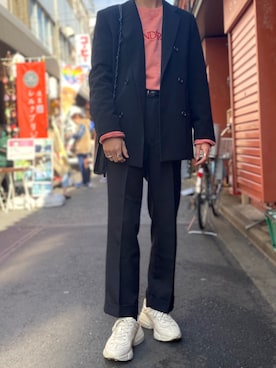 「JW Anderson（ジェイダブリューアンダーソン）のアイテム（スウェット）」を使った、リタさん（メンズ・173cm）の冬コーディネート