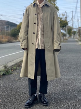 「アイテム（ステンカラーコート）」を使った、リタさん（メンズ・173cm・20代）の春コーディネート