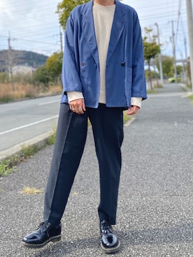 「BATONER（バトナー）のアイテム（スウェット）」を使った、リタさん（メンズ・173cm）の春コーディネート