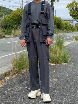 「stein（シュタイン）のアイテム（ベスト）」を使った、リタさん（メンズ・173cm）の春コーディネート