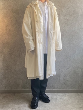 「オールホワイト」｜「アイテム（モッズコート）」を使った、リタさん（メンズ・173cm）の冬コーディネート