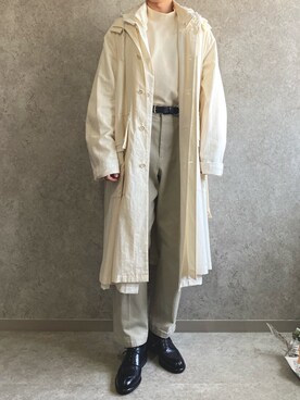 「stein（シュタイン）のアイテム（モッズコート）」を使った、リタさん（メンズ・173cm）の春コーディネート