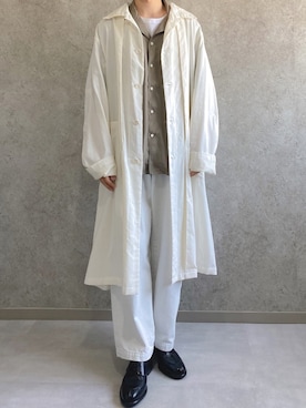 「ホワイトデニム」｜「アイテム（モッズコート）」を使った、リタさん（メンズ・173cm）の春コーディネート