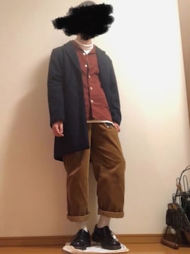 「SPINNS（スピンズ）のアイテム（チェスターコート）」を使った、ささささん（メンズ・174cm）の冬コーディネート