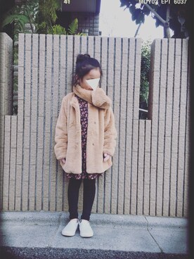 「花柄」｜「アイテム（その他アウター）」を使った、krkids0312さん（キッズ・110cm）の冬コーディネート