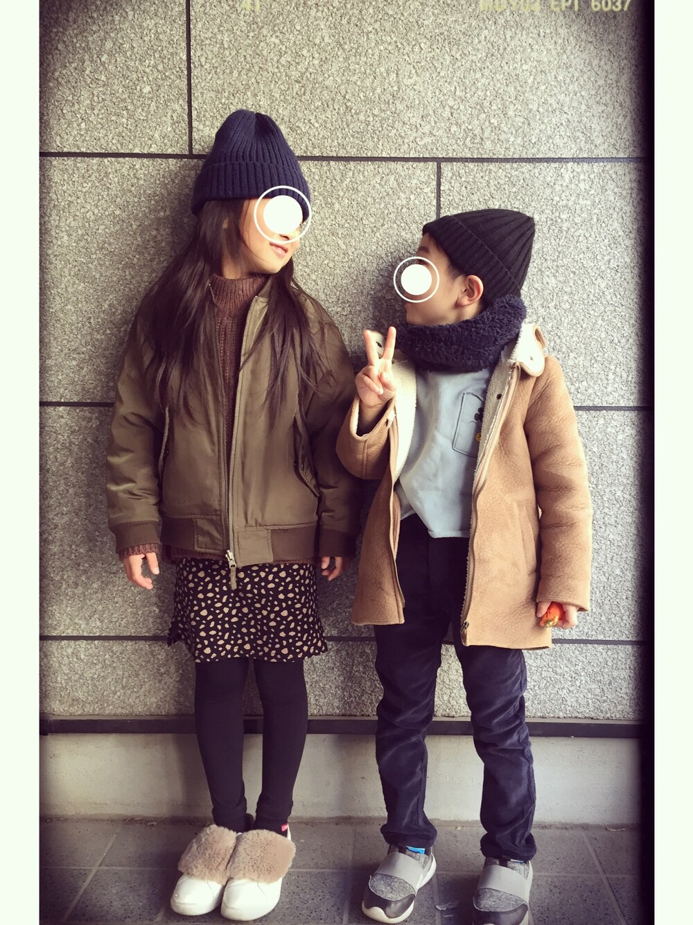 「冬、プチプラ、こどもコーデ、子供服、キッズコーデ、キッズファッション、お洒落さんとつながりたい」｜「Birthdayのアイテム（MA-1、グリーン系）」を使った、krkids0312さん（キッズ・125cm）の冬コーディネートの1枚目の写真