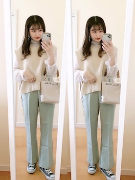 「Aco Design（アコデザイン）のアイテム」を使った、𝘮𝘢𝘴𝘩𝘶さん（レディース・160cm）の春コーディネート