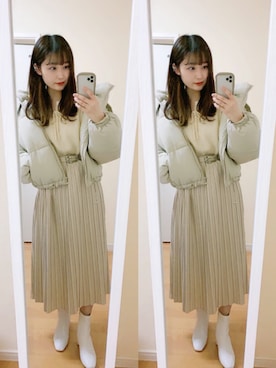 「fifth（フィフス）の中綿ショートダウンコート（ダウンジャケット/コート）」を使った、𝘮𝘢𝘴𝘩𝘶さん（レディース・160cm）の秋コーディネート