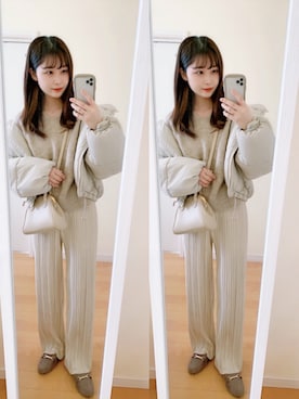 「fifth（フィフス）の中綿ショートダウンコート（ダウンジャケット/コート）」を使った、𝘮𝘢𝘴𝘩𝘶さん（レディース・160cm）の冬コーディネート