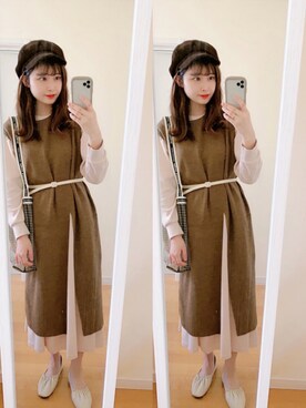 「apres jour（アプレジュール）のアイテム（バレエシューズ）」を使った、𝘮𝘢𝘴𝘩𝘶さん（レディース・160cm）の冬コーディネート