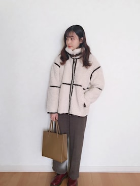 「MERLOT（メルロー）のアイテム（ブルゾン）」を使った、𝘮𝘢𝘴𝘩𝘶さん（レディース・160cm）の冬コーディネート